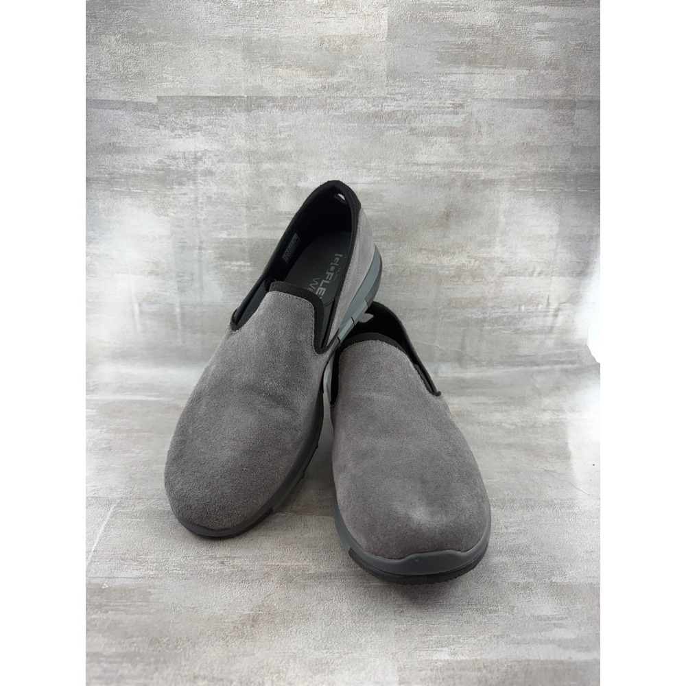 Skechers Performance GO FLEX Walk Men Sz 9 Grey Suede Slip On Shoes 54012 CCBK